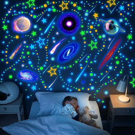 room with glow in the dark stars|glow in dark wall decals.